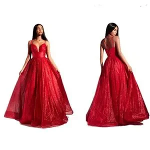 Boutique | Dresses | Red Formal Sweetheart Neckline Glitter Bridesmaid  Wedding Ball Gown Dress 6 | Poshmark